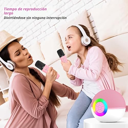 Miniatura 7 de goopow Mini máquina de karaoke con altavoz para niños y adultos, micrófono Bluetooth portátil con juguetes de canciones y luz LED, el mejor regalo