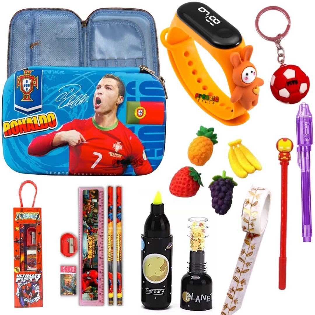 Prezzie Villa Ronaldo Lover Combo Soccer Stationery Combo for Kids, Pencil Case with Sharpener and Keyring, Football Themed Stationery Gift Combo (16 Pieces) (B0D38BNMXF) Amazon Price History, Amazon Price Tracker