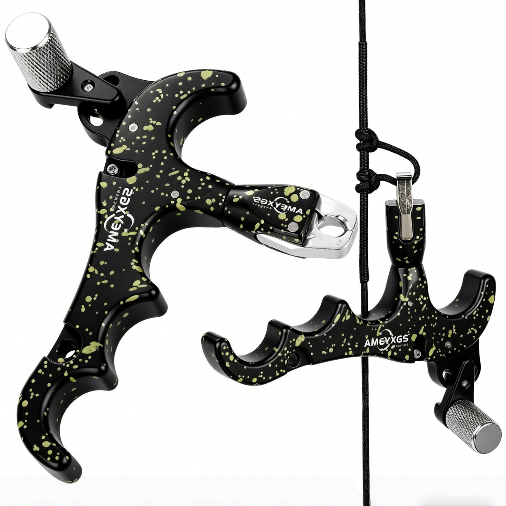 Compound Bow Release Aid Tir à l'arc Compound Déclencheur Arc à Poulies 4 Doigts Trigger Réglable Arc à Poulies Accessoires de Tir à l'arc Chasse Compétition RH LH Jusqu'à 80 lbs