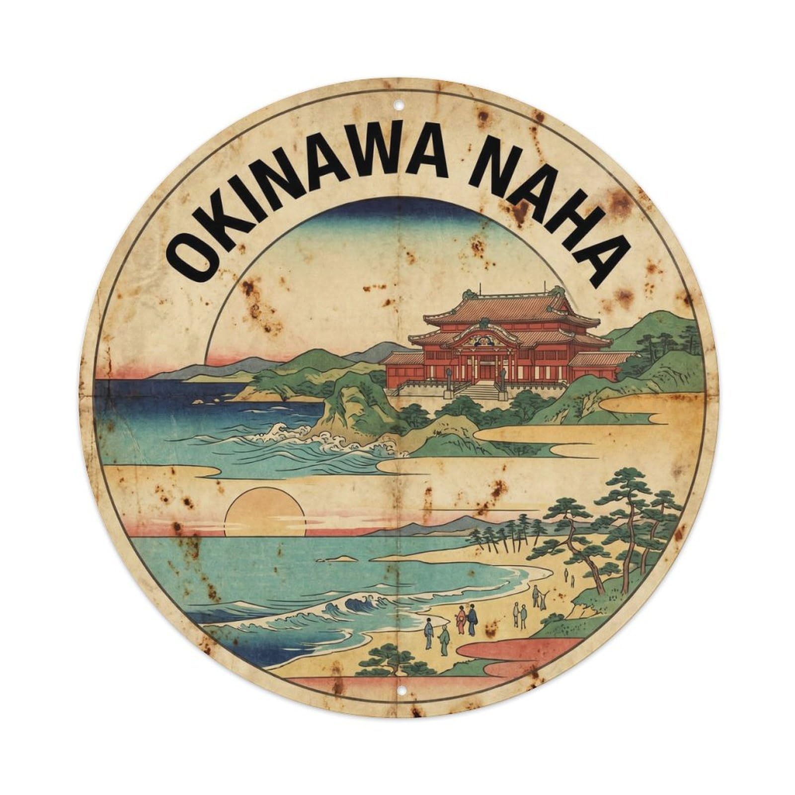 Okinawa Naha Island Destination Classic Illustration Metal Tin Sign