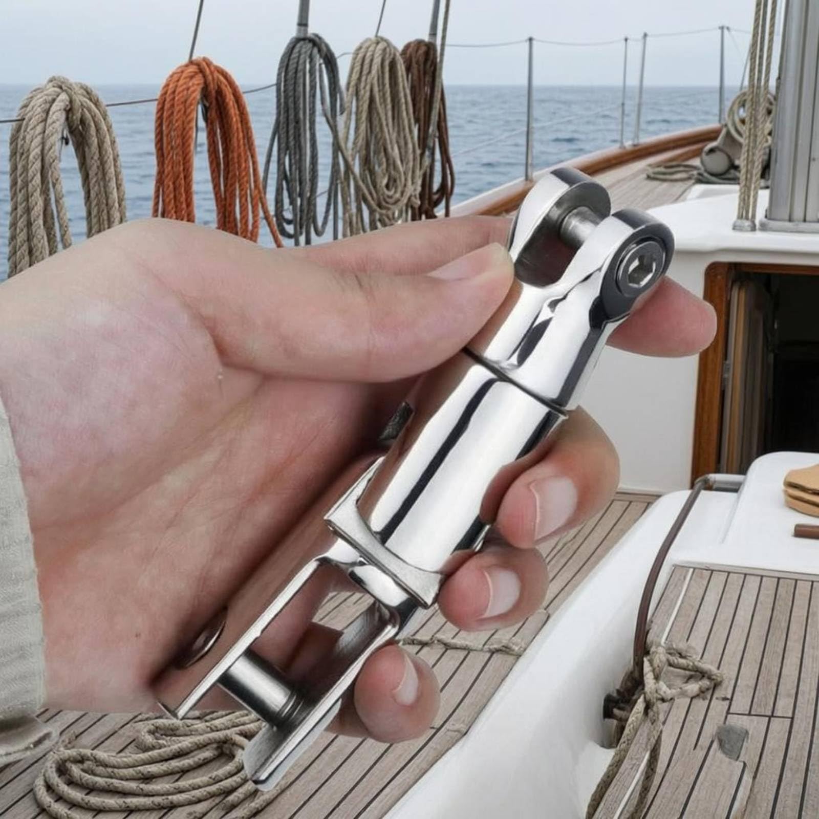 Gralara Giunto Girevole Ancora Rotazione a 360 Gradi Snodo Girevole in Acciaio Inox Anti Ruggine Attrezzatura Nautica, 6-8MM