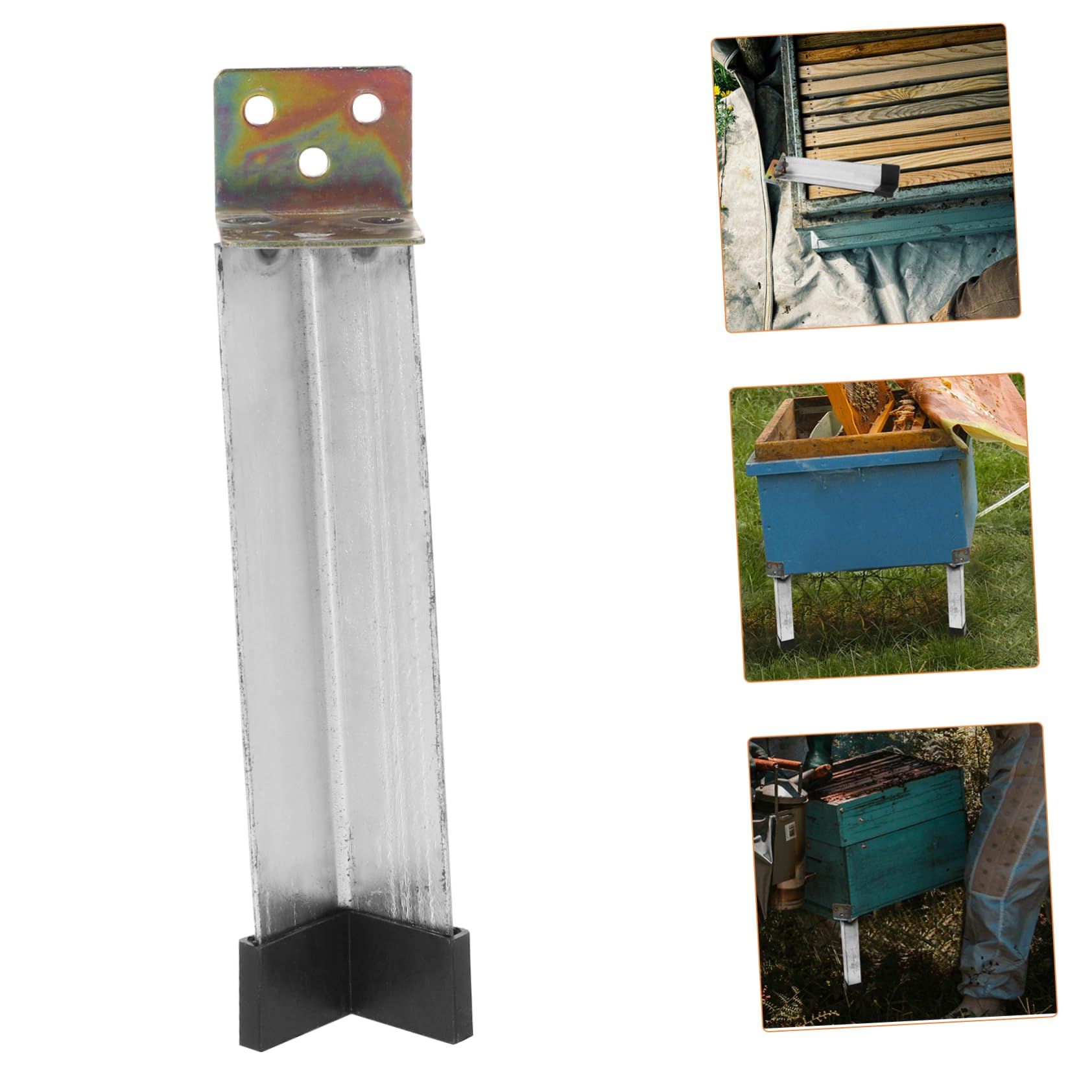 Supporto per Arnia in Acciaio Inox 4 Pezzi, Argento | Struttura Stabile, Base Plastica, per Apicoltori Esperti e Principianti, Uso in Fattoria o Balcone