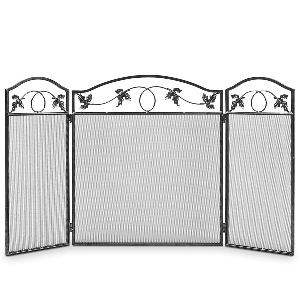 LIFEZEAL Pare-Soleil pour Cheminée Pliable, Pare Feu Cheminée, Grille de Protection à 3 Panneaux en Métal, Filet Décoratif, 127 x 2 x 74 Cm, Noir