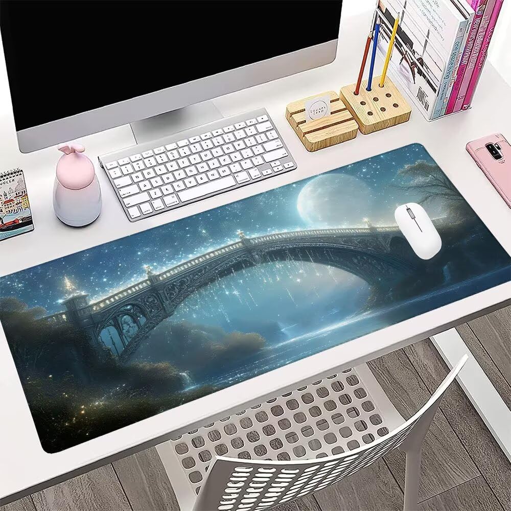 Niebieska podkładka pod mysz xxl akcesoria do gier podkładka na biurko duża podkładka pod mysz i klawiaturę akcesoria PC 1400 x 600 x 3 mm mata biurkowa, z wodoodporną i antypoślizgową gumową podstawą