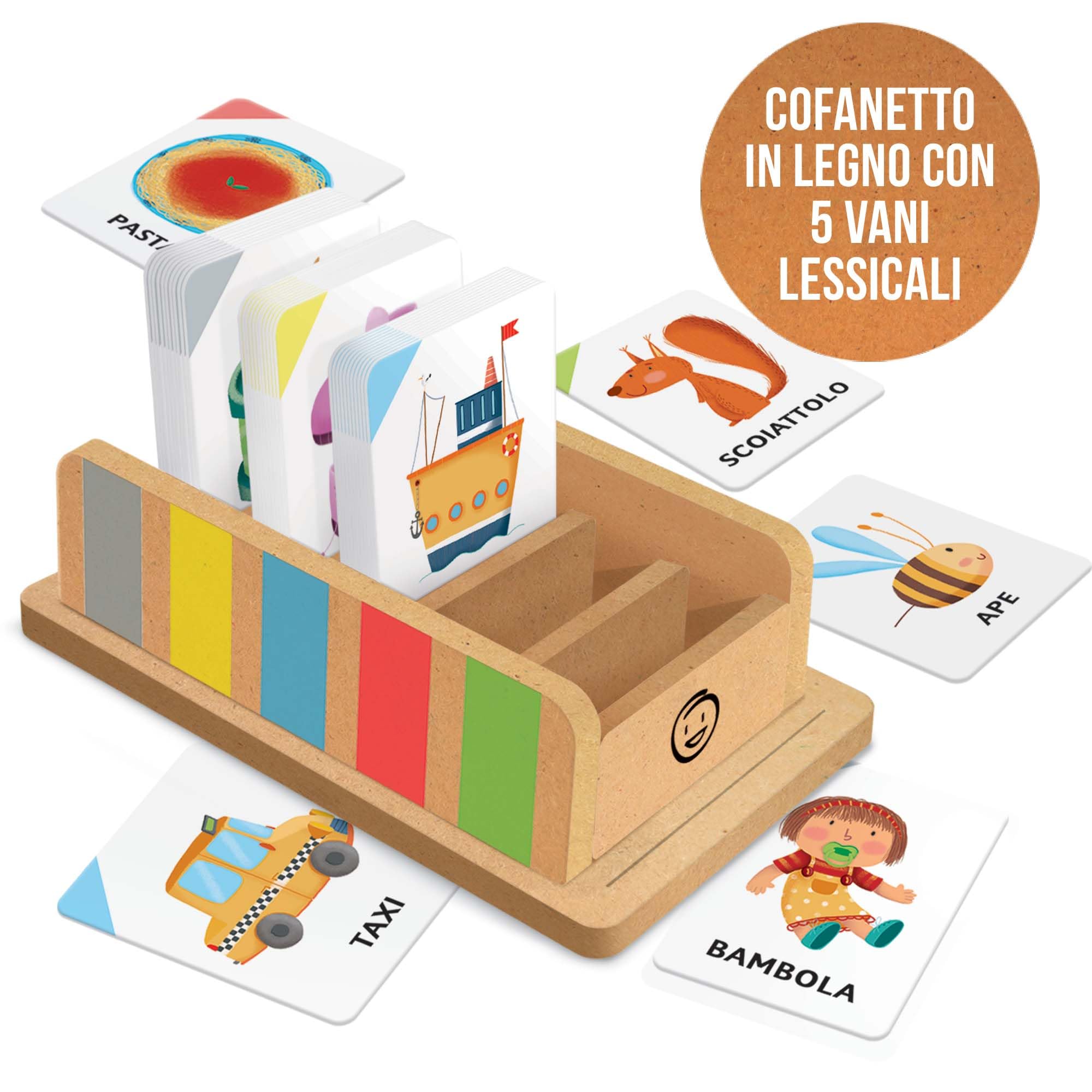 HEADU - Il Cofanetto delle Flashcards 100 parole - La Più Ricca Raccolta di Flashcards Per Imparare le Prime Parole | Con App Interattiva, Gioco Educativo 2 3 4 Anni, Idea Regalo, Made in Italy