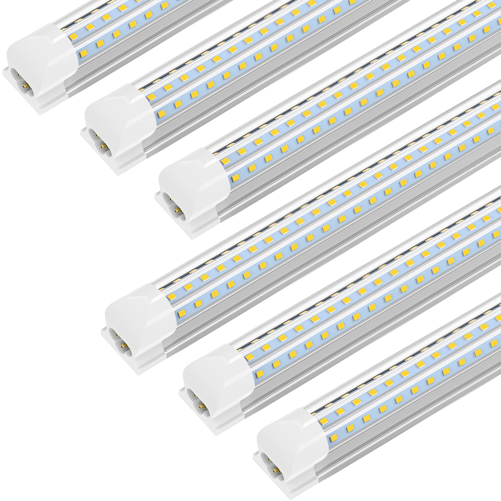 CNSUNWAY 4FT LED Shop Light, 48W 6300LM 6500K Super Bright, D Shape, T8 LED Tube Lights, Clear Cover, High Output, Linkable Shop Lights with Plug for Garage, Warehouse, ETL Listed (6 Pack)