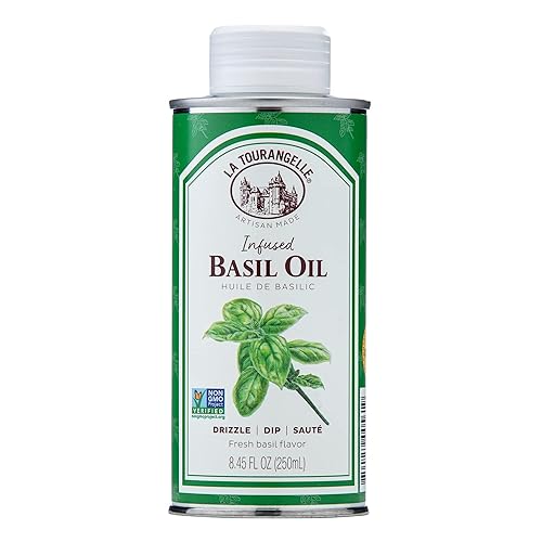 La Tourangelle Aceite de girasol con infusión de albahaca aceite alto en oleico prensado por expulsión ideal para ensaladas aceite de acabado para