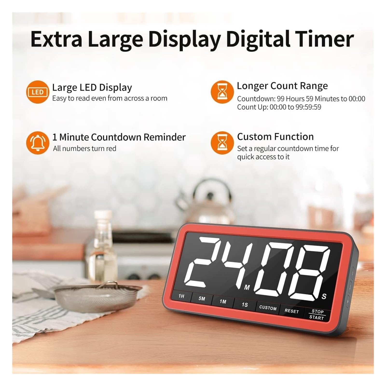 Timer palestra, Timer da palestra magnetico portatile Display a LED Conto alla rovescia digitale Cronometro Cucina di casa Aula Allenamento Fitness