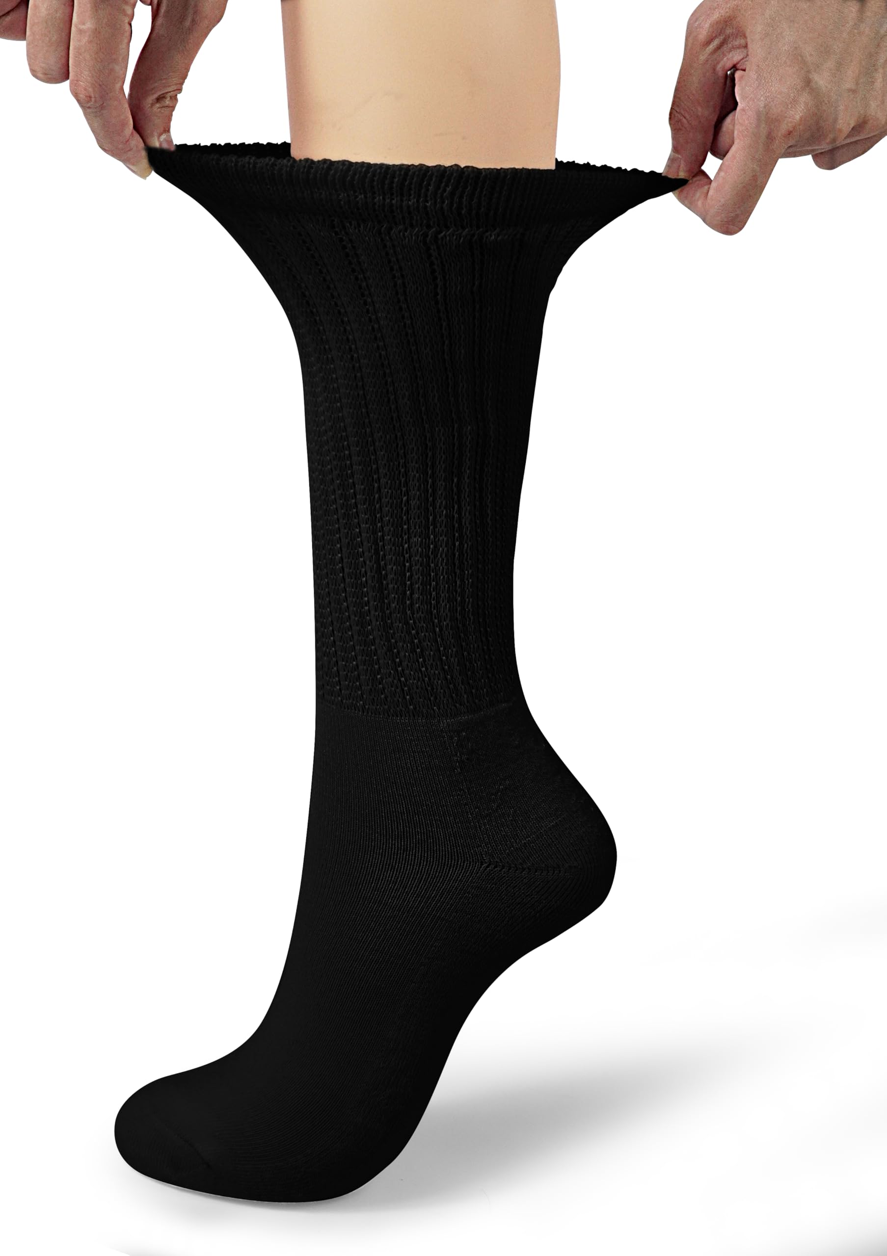 BomKinta Crew Slouch Socks Women - Retro Scrunch Short Sock - Soft Solid Ankle Socks Size 5-11: Black White Cream -3 Paris