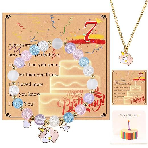 GVUSMIL Unicorn bracelet is birthday gift for gir 3 4 5 6 7 - Great Christmas gift for daughter granddaughter niece sister