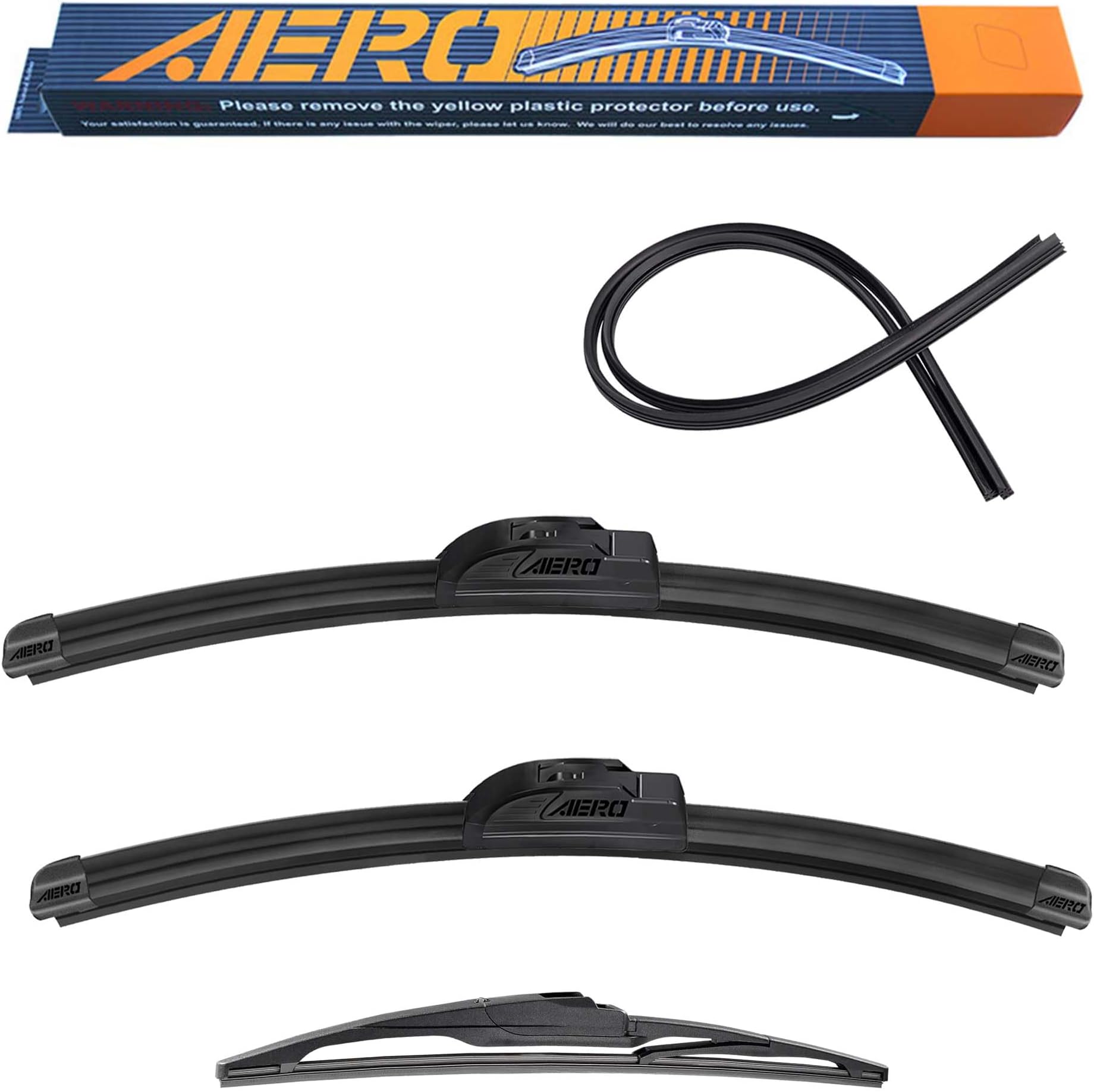 Wipers 26"+16" Front + 12" Rear, Premium Windshield Wiper Blades with Extra Squeegee Refills + 1-Year Warranty (Set of 3)