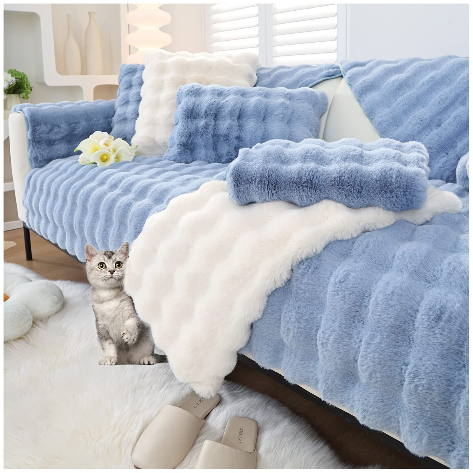 Housse de canapé en peluche pour vos soirées cocooning au salon