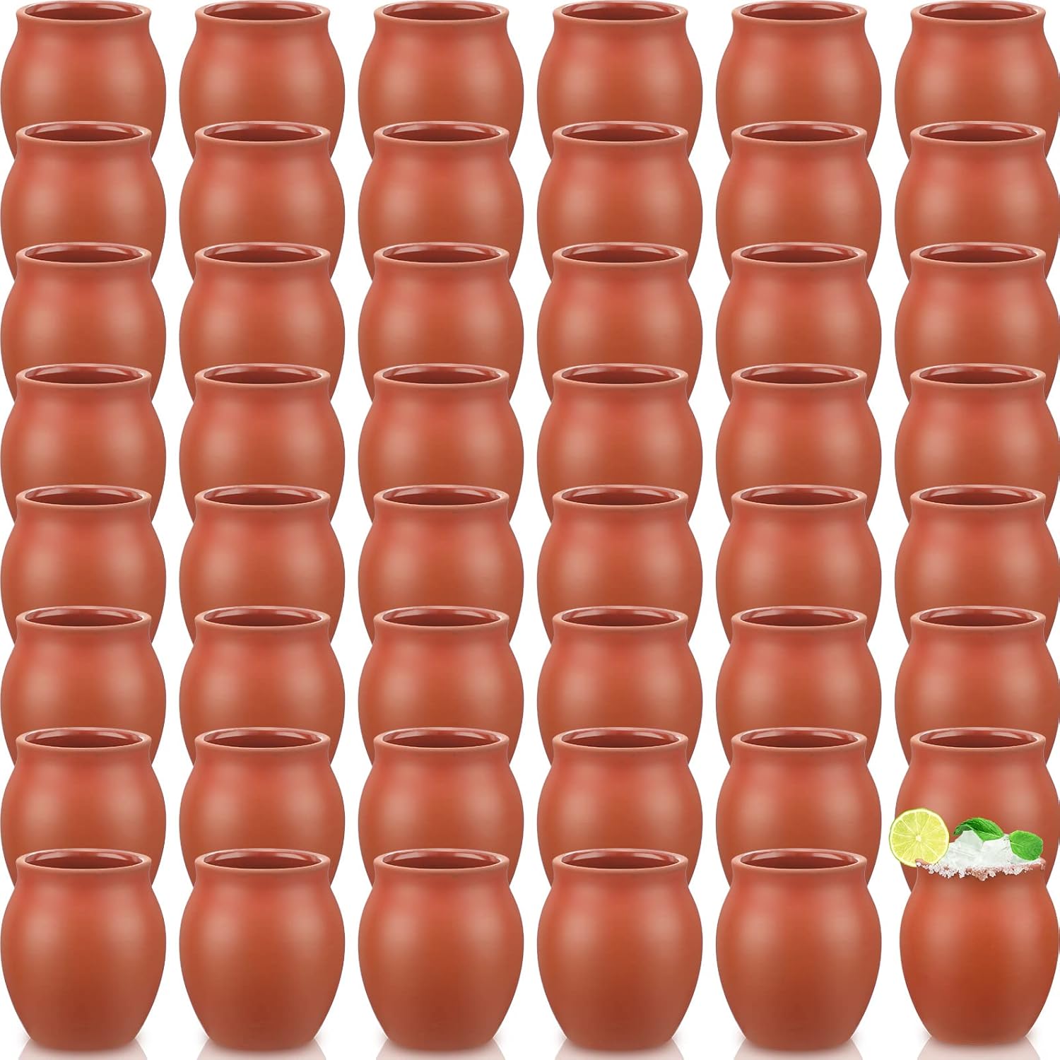 Gejoy 48 Pcs 3oz Cantaritos De Barro Mexicanos Cantaritos Shooters Pottery Taco Tuesday Mexican Clay Cup Fiesta De Barro Mexicanos Cocktail Cups Cocktail Glasses for Tequila Margaritas Mojitos (Red)