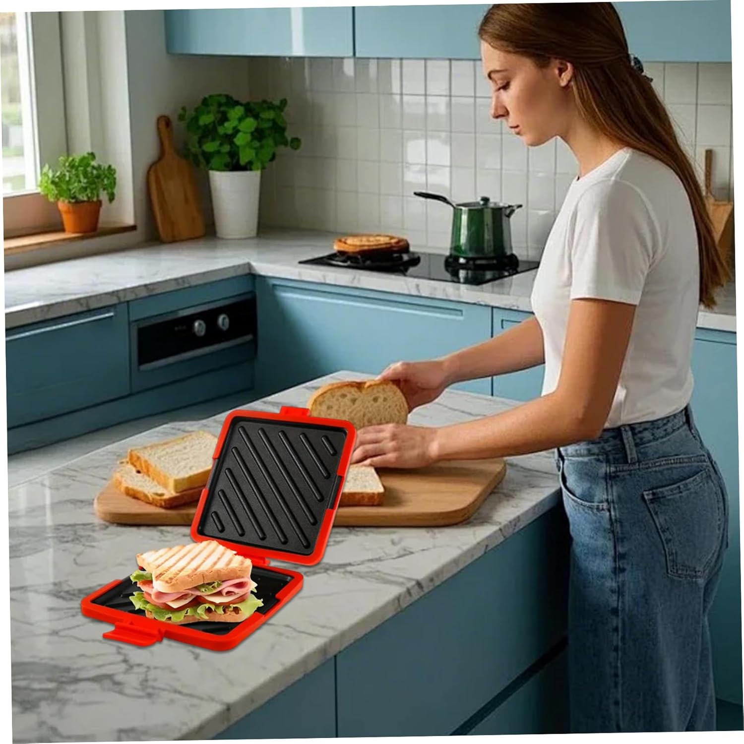 Microwave Bacon Cooker, Microwave Toastie Sandwich Maker Heat Resistant Toaster with Silicone Case No Electricity Sandwich Maker for Breakfast Grill Snacks, Egg Cooker
