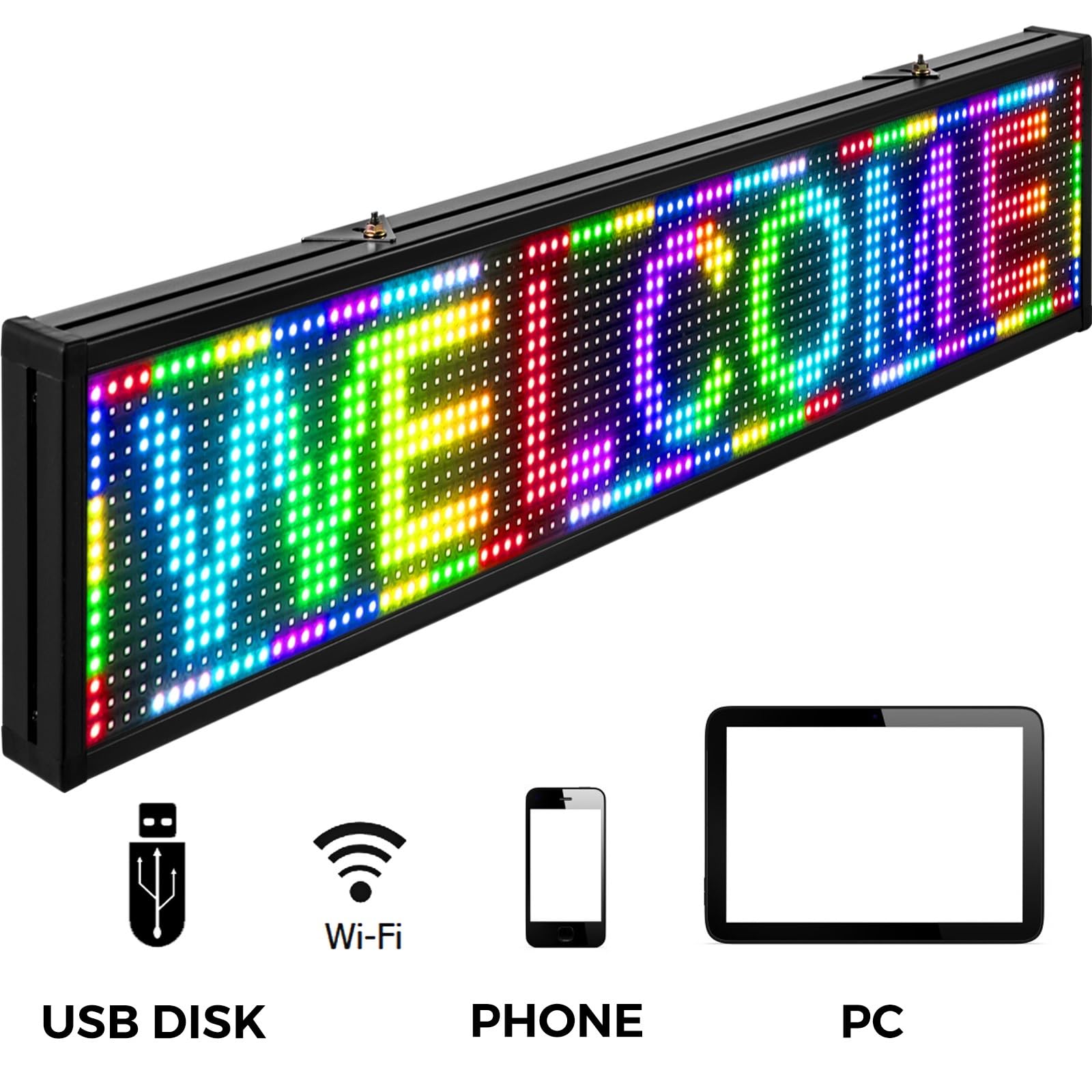 P10 LED-Laufschild, 96,5 x 16, cm, vollfarbig, rollende Informationstexte, Nachrichtentafel, WLAN, programmierbare digitale Anzeige Für Heimwerkerprojekte