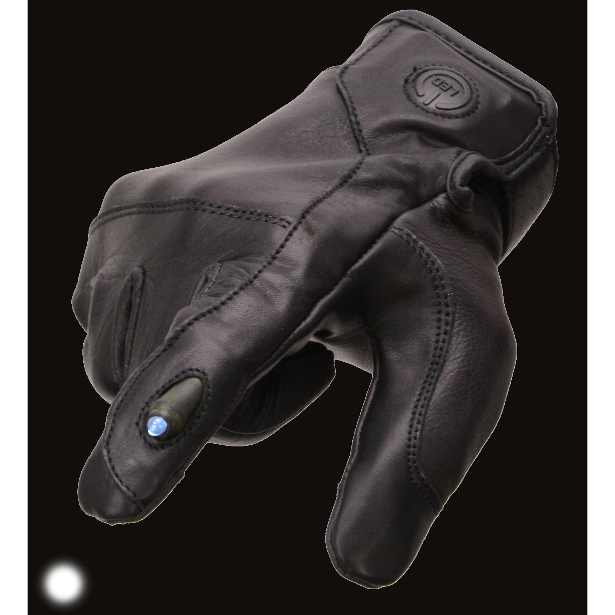 Men's Leather Gloves w/LED Finger Lights - Touch Screen Fingers (5X - Big)