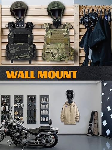 Miniatura 3 de ULIONTAC Estante táctico de exhibición de accesorios Ferrouswith para casco, organizador multiusos de montaje en pared para motocicleta, ciclismo y