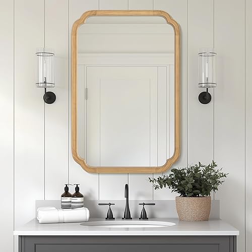 Vista 276 de WallBeyond Espejos de baño de madera para montar en la pared, espejos de pared con marco de madera rústica de 16 x 20 pulgadas, espejos de pared