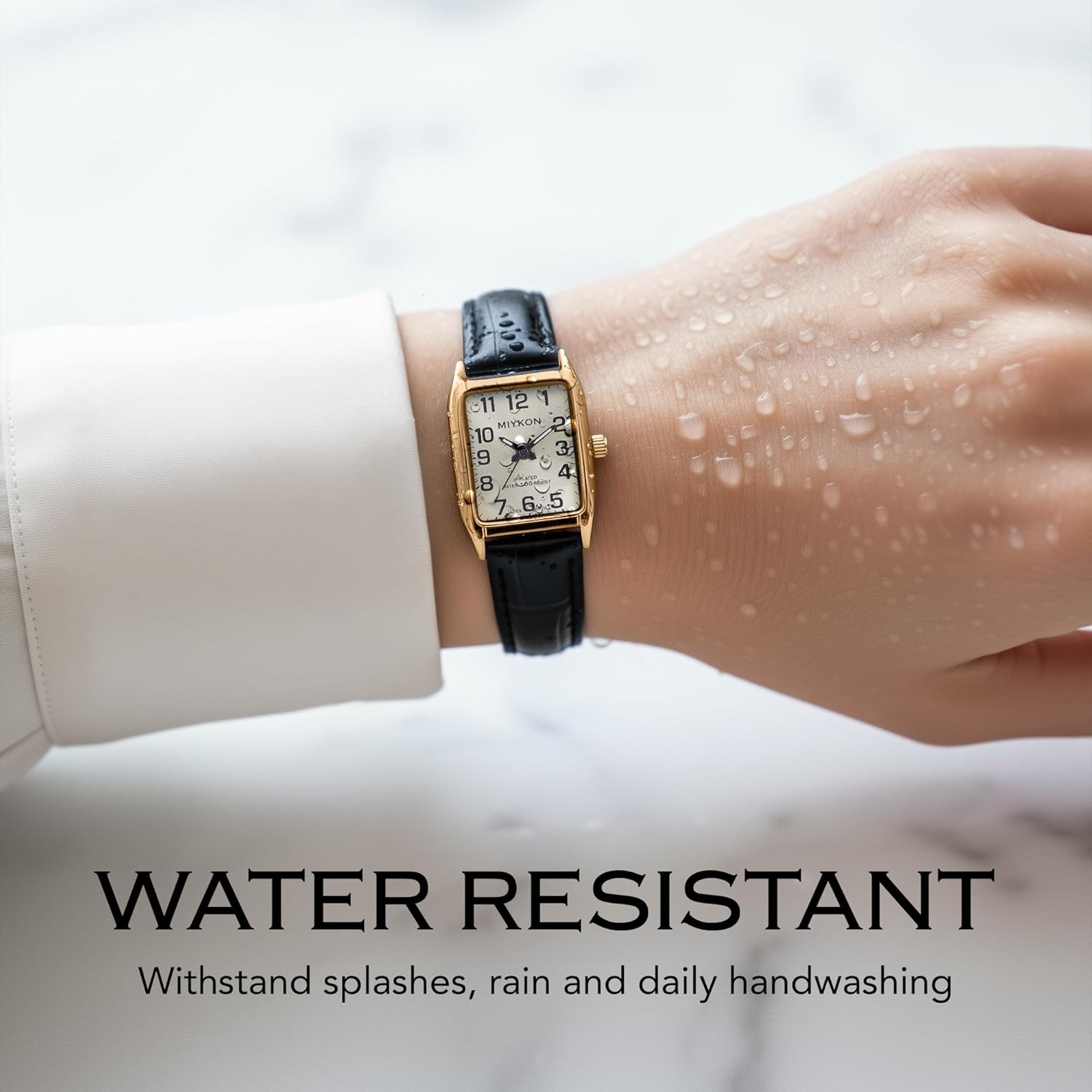 Miykon Dainty Vintage Tank Square Dress Watches for Women – Genuine Leather Band, Second Hand, Japanese Quartz, Water Resistant - Image 7