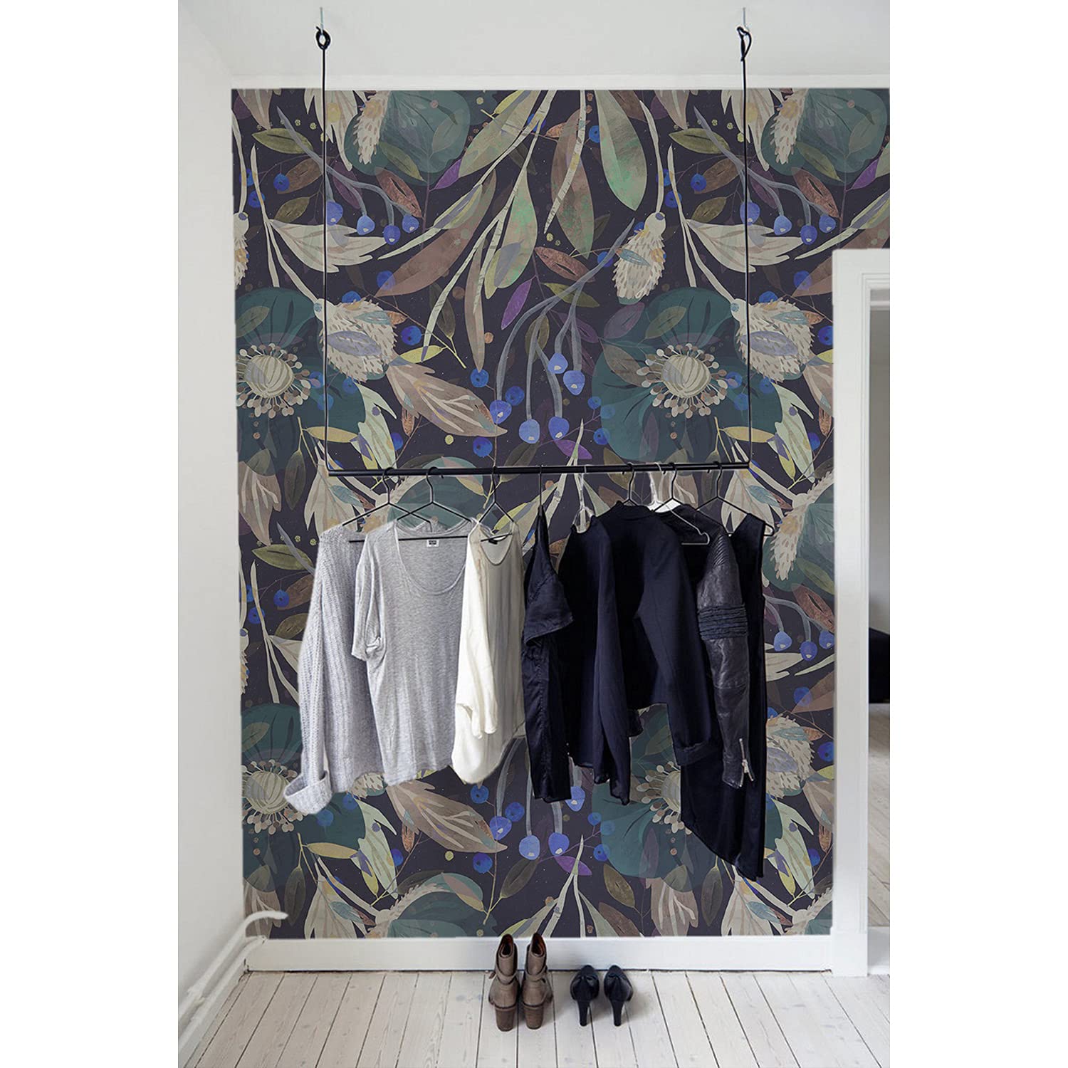 Papier peint intissé haut de gamme motif montagne sombre et élégant 250x104cm