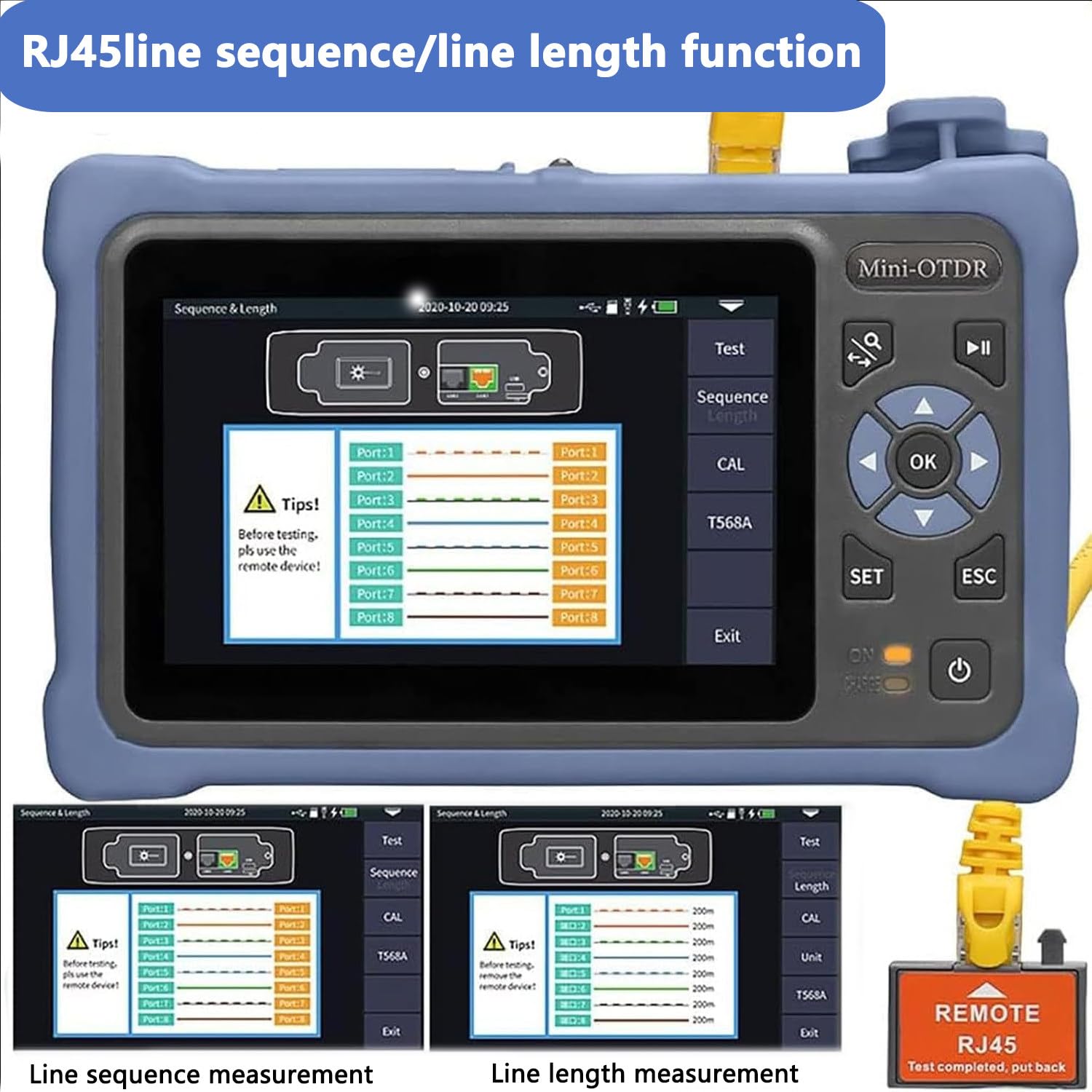 Otdr Fiber Optic Tester 1310/1550 NM,12-En-1 Otdr SM con VFL Opm Ols Mapa Eventos Rj45, FC/UPC SC St LC Conectores Incluidos APC