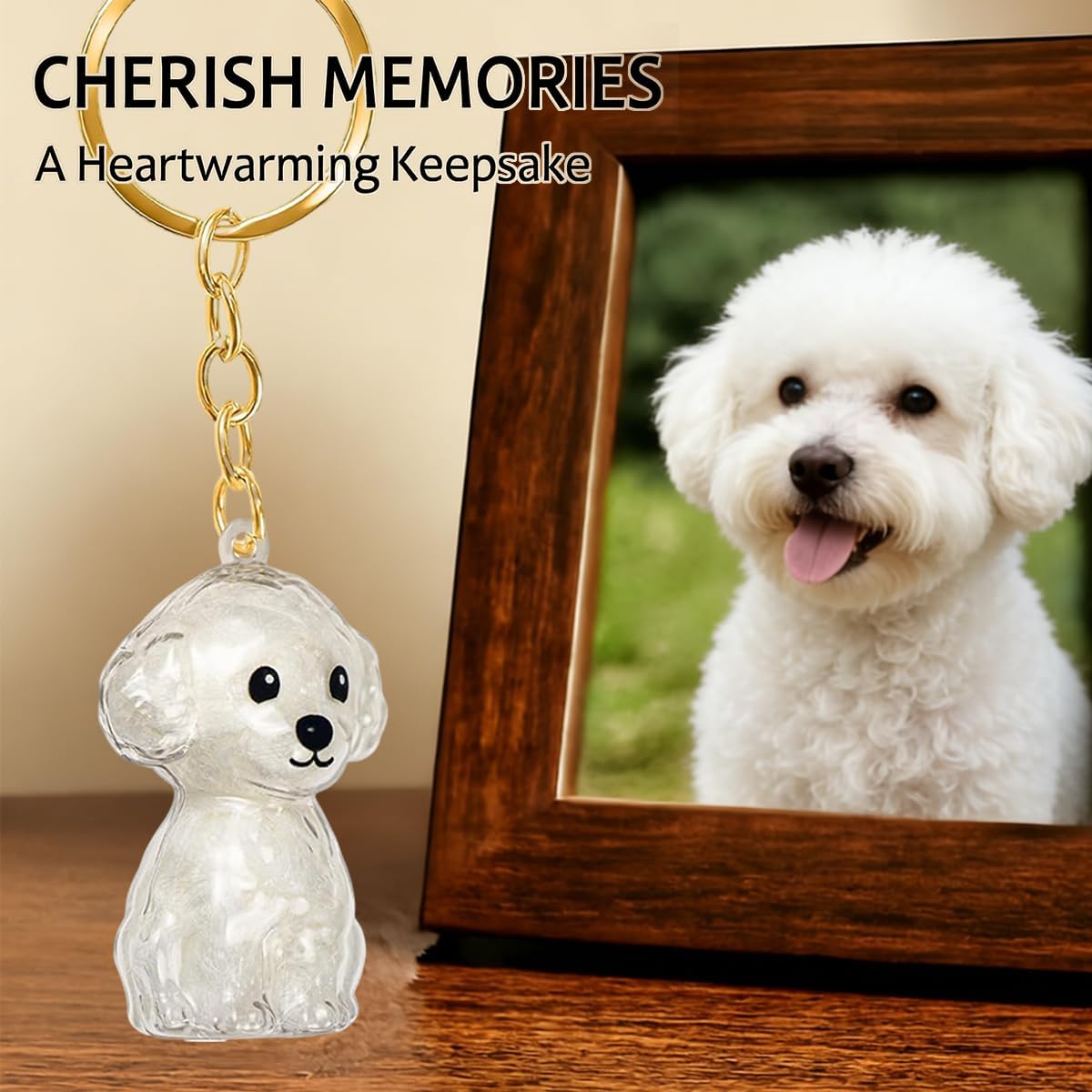 Amakunft Dog Hair Collector Keychain, Portable Pet Hair Memorial Keychain for Dog Hair or Fur – Transparent Keepsake Pendant 2pcs-c