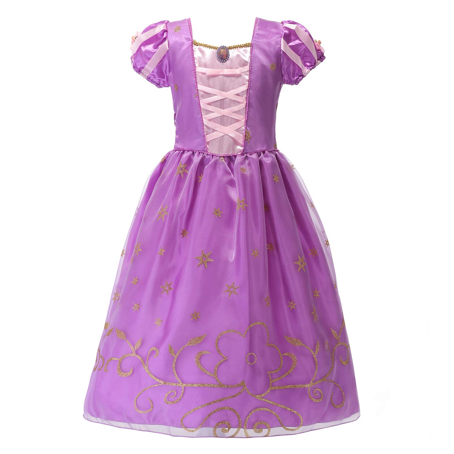 Rapunzel Princess Dress for Girl Dress up Costume Cosplay Halloween Birthday Outfit(2-10 Years)