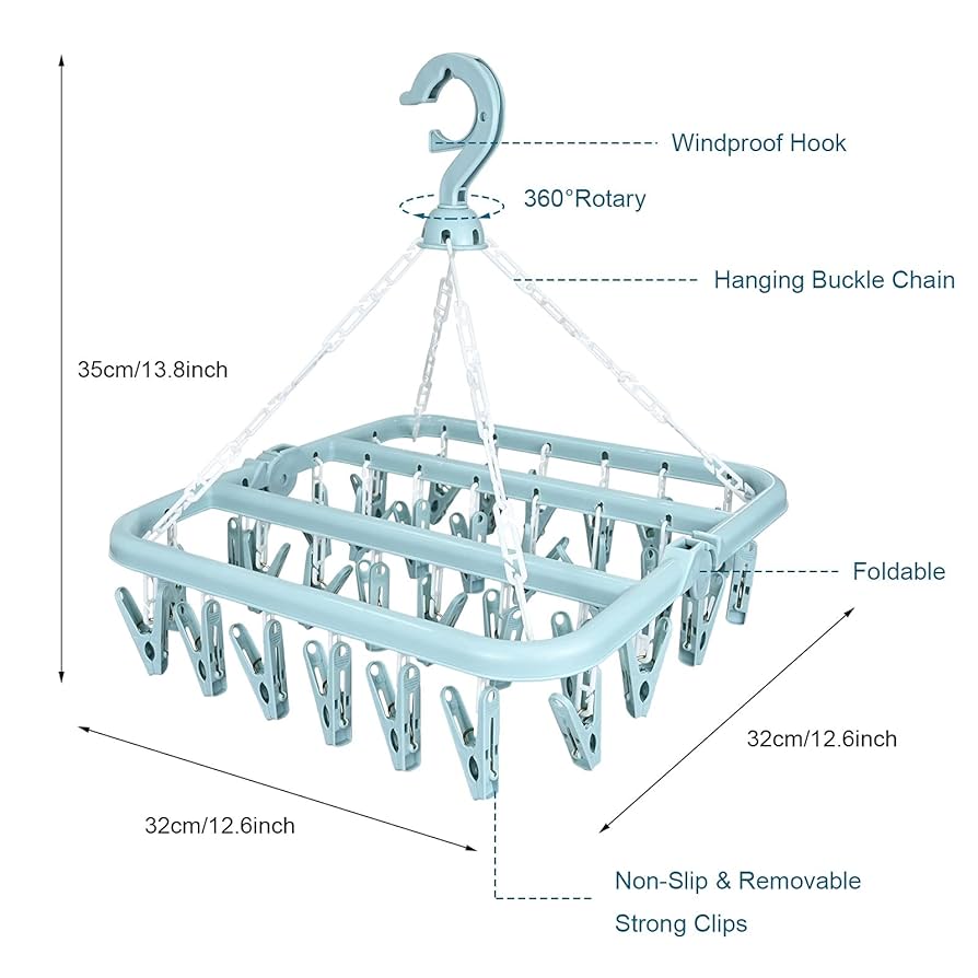 Qualsen Sock Hanger For Washing Line, Underwear Hanger,Folding Sock