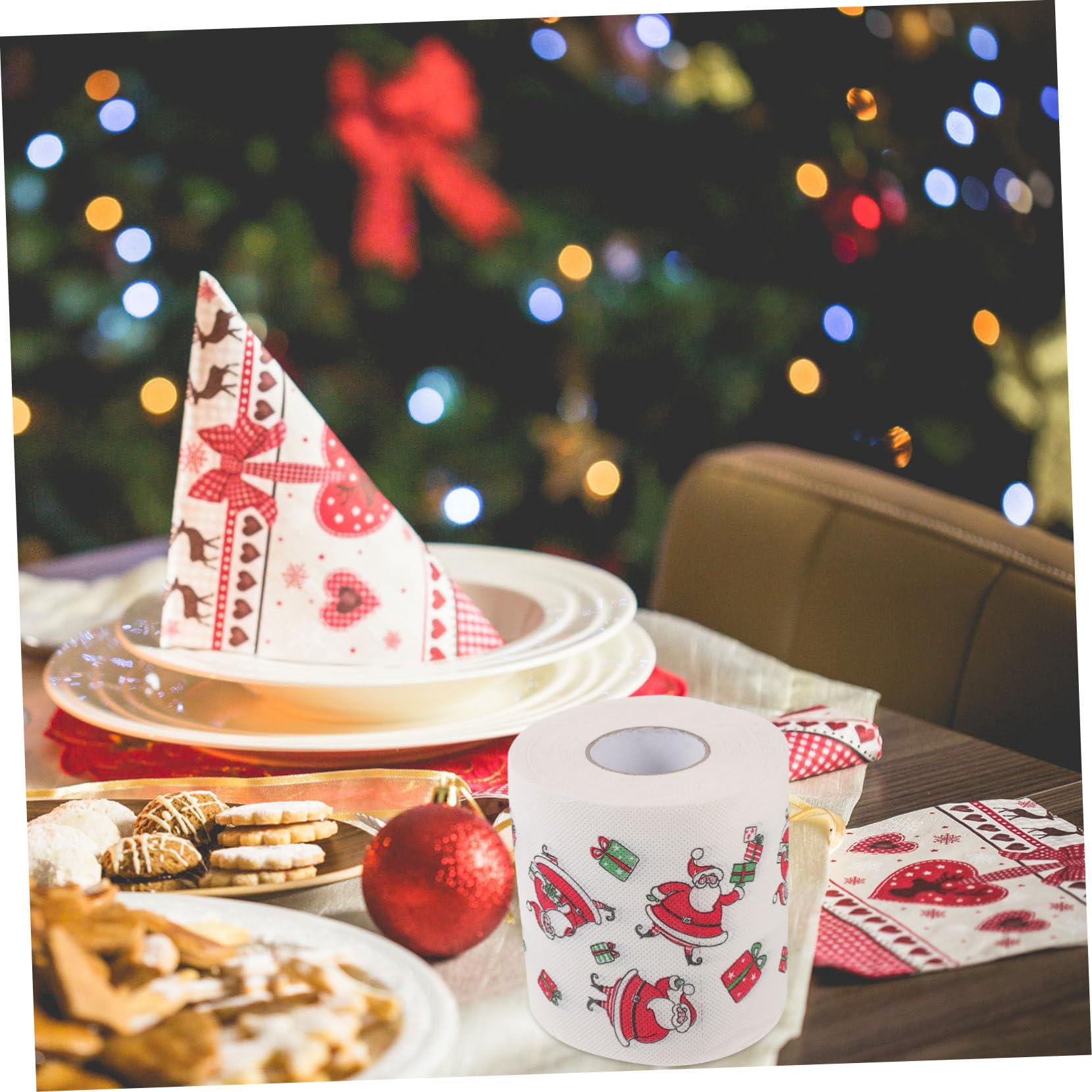 minkissy 5 Rotoli Tovaglioli di Carta per Feste Natalizie Tovaglioli Usa e Getta in Carta Doppia Spessore Motivi Natalizi per Natale e Feste Tema