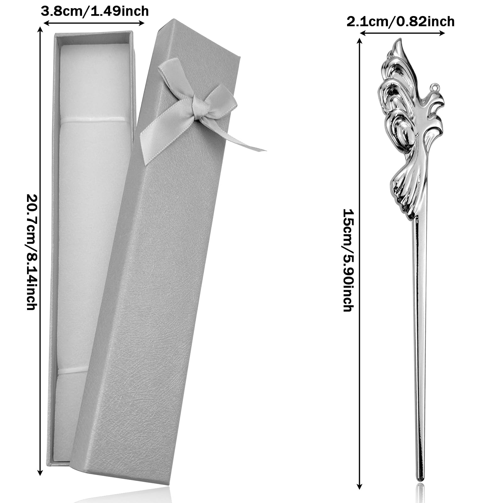 Retro Silver Hair Pins,Elegant Metal Hair Stick,Large French Hair Pins For Thick Thin Hair,Hair Accessories for Buns Women Hairstyle Accessories (With Gift Box) - Image 2