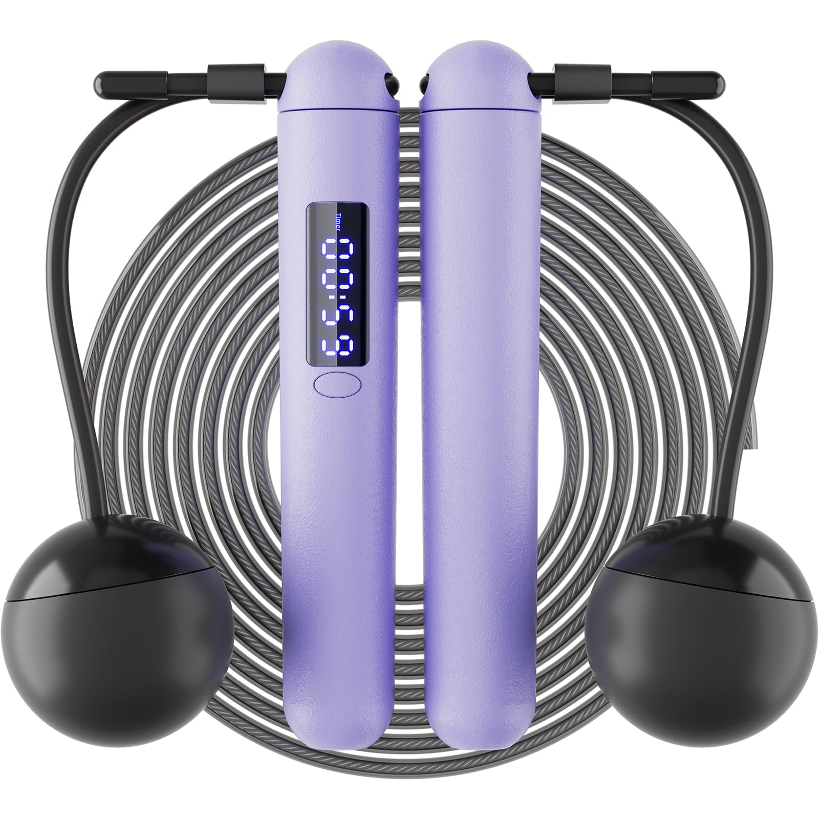 ACHDOFITS 2-in-1 Jump Rope: Weighted & Cordless for Home, Real Rope for Outdoor - Smart LED Counter, Adjustable & Rechargeable for Adult Cardio