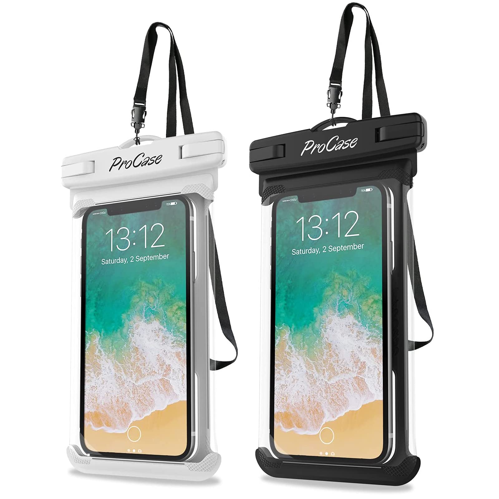 ProCase [Set of 2] Waterproof Case, IPX8 Certified, Cell Phone Dry Bag, Compatible with Smartphones up to 7.0" Compatible Devices: iPhone 15, 14, 13, Mini Pro Max, iPhone SE 12, 11, XR, 8, Android -