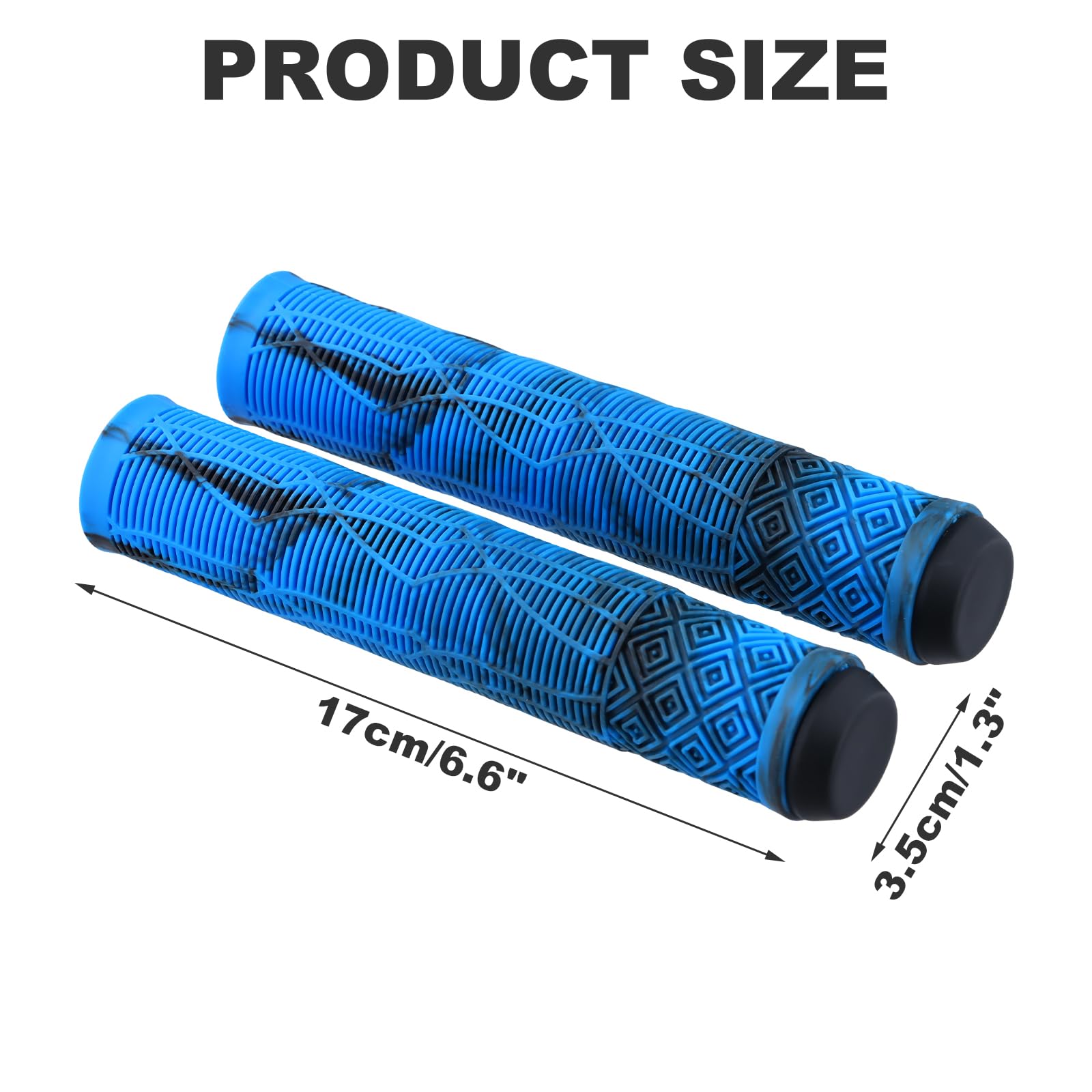 1 para uchwytów do hulajnogi, 160 mm, uchwyty rowerowe do hulajnogi wyczynowej, uchwyty MTB z antypoślizgowej gumy, z końcówkami kierownicy, niebiesko-czarne uchwyty na kierownicę do