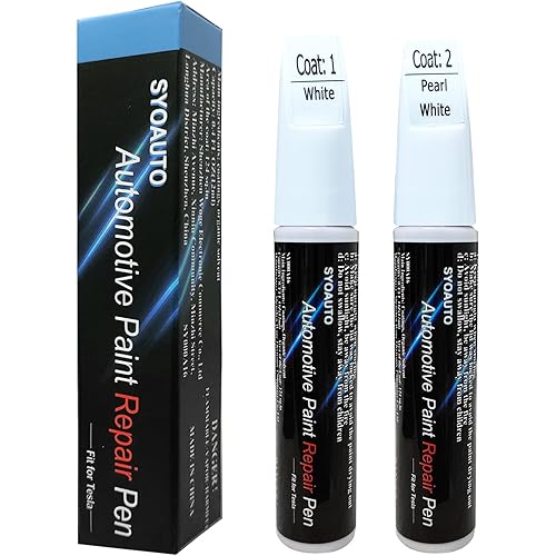 SYOAUTO Pearl White Touch Up Paint for Tesla Model Y 3 X S Car Touch Up Paint Pen 0.4 oz Automotive Scratch Repair Pen Brush and Tip 2 in 1 Pen (Pearl White)