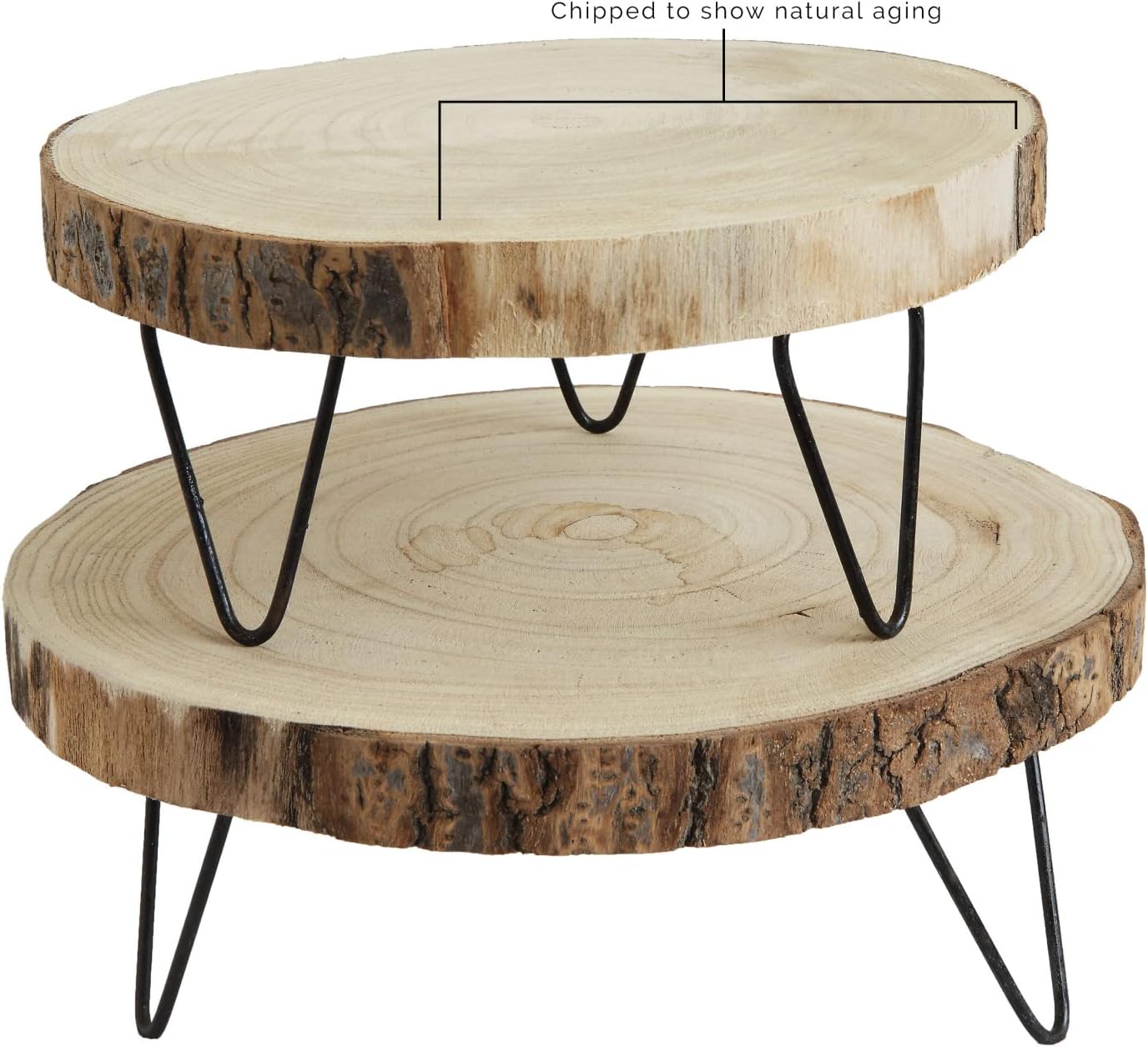Creative Co-Op Paulownia Pedestal with Hairpin Metal Legs, 9", Natural Wood Color: Home & Kitchen