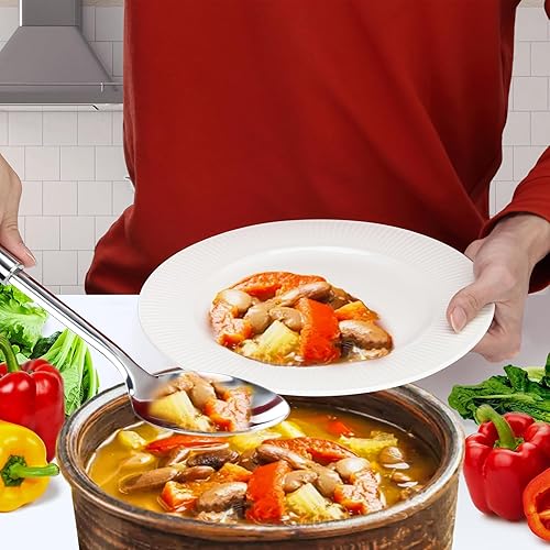 Miniatura 7 de Pleafind Juego de utensilios de servir para fiestas, juego de utensilios de acero inoxidable plateado de 3 piezas, incluye 1 cuchara para servir, 1