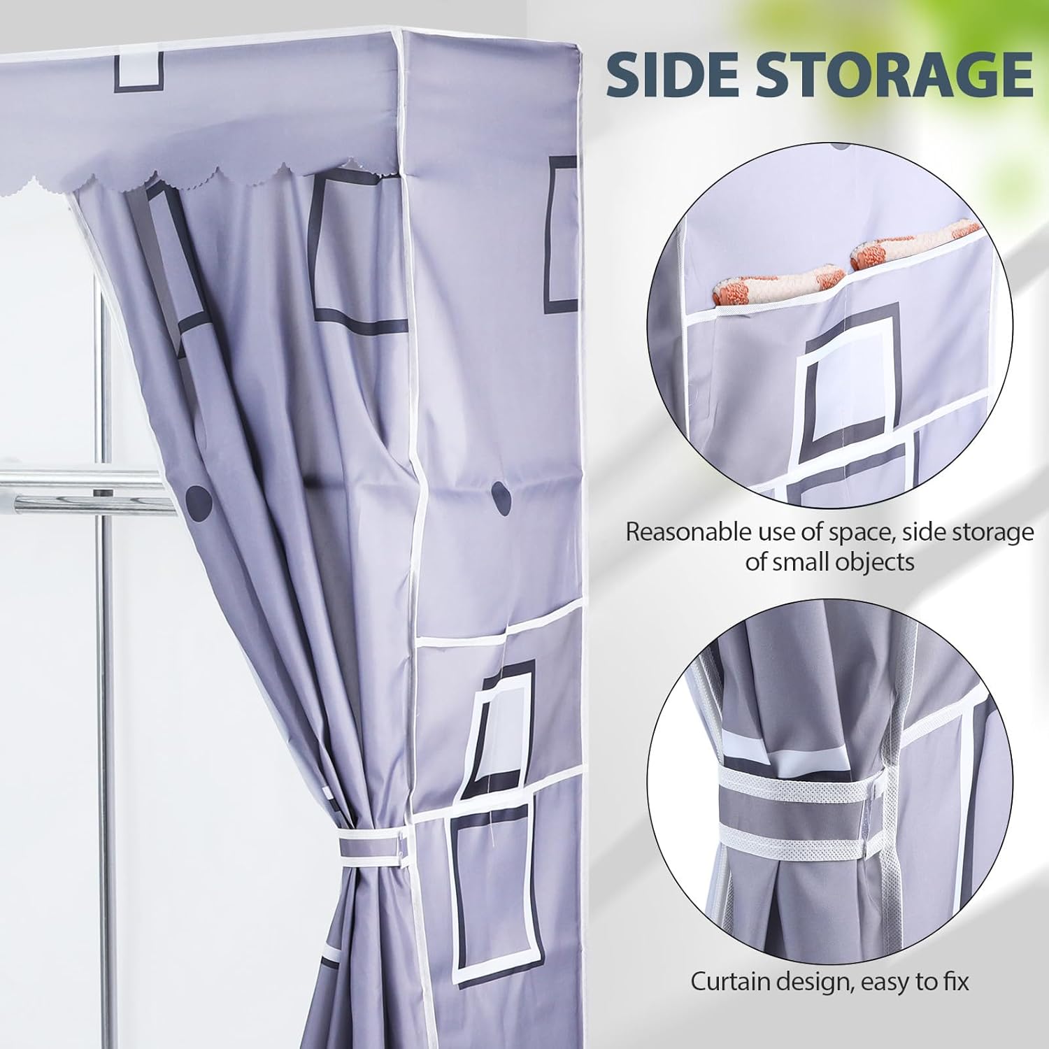 TOYANDONA Wardrobe Closet: Portable Closet for Bedroom - Steel Pipe Support Storage Organizer for Hanging Clothes with Hanging Rods, Grey
