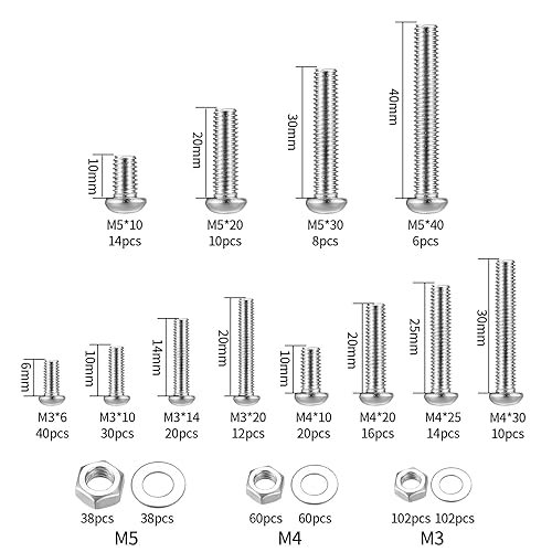 Miniatura 2 de 600 tornillos de máquina, tornillos y tuercas y arandelas, tornillos de cabeza plana y arandelas hexagonales, tornillos ranurados de cabeza redonda,