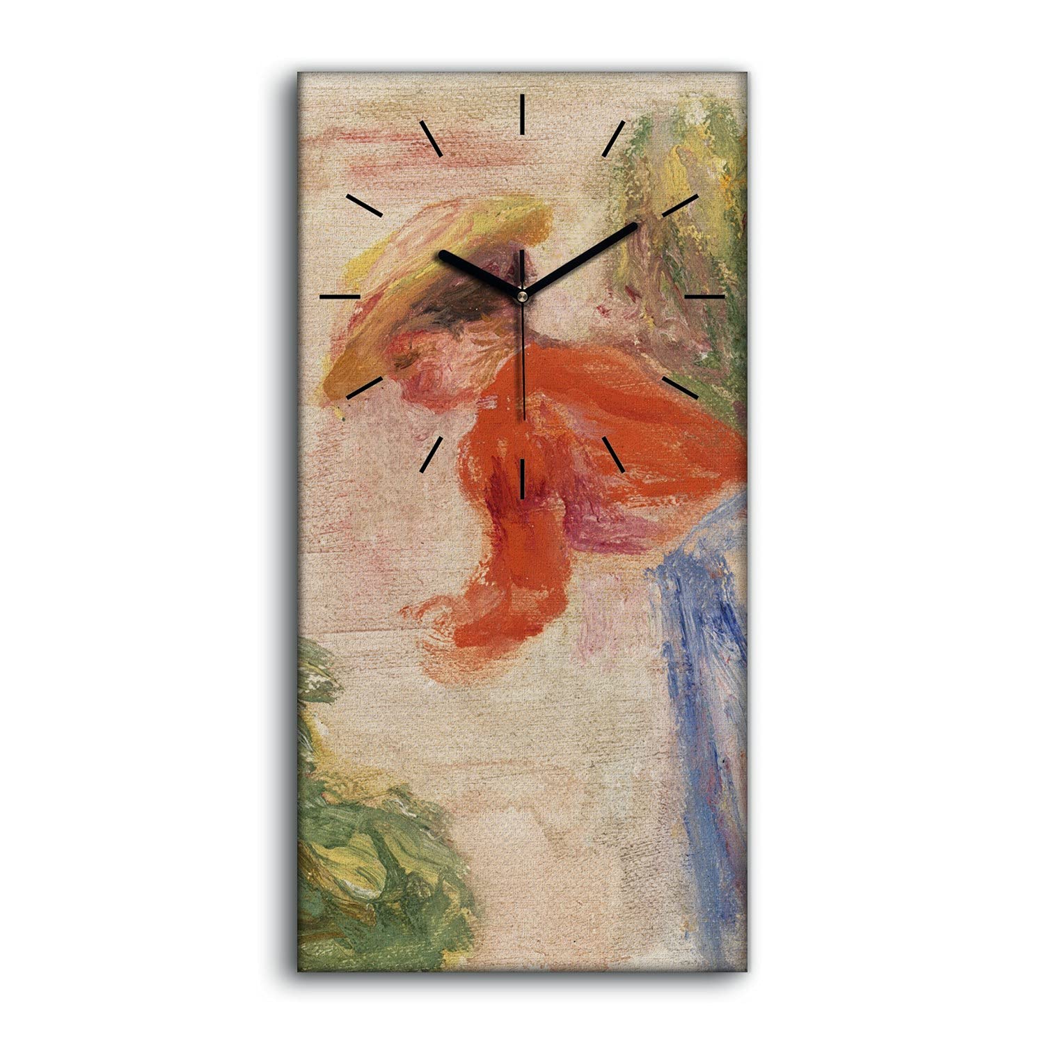 Horloge sur Toile 30x60cm Art Moderne et Silencieux avec Mains Noires
