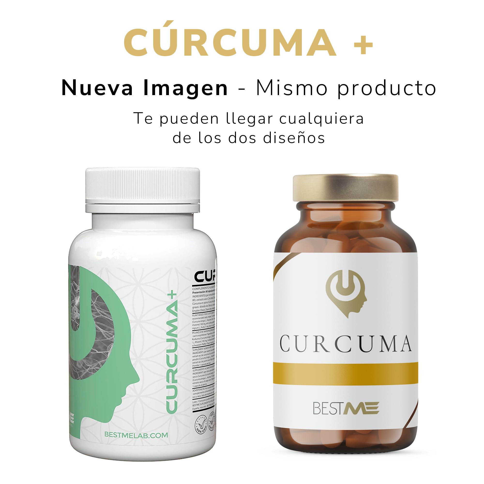 BESTME - Cúrcuma Curcumina con Pimienta Negra y Piperina X8 Absorción Cursol (Alta Potencia) Apoyo Antioxidante y Digestivo, 60 Cápsulas Naturales y sin Aditivos