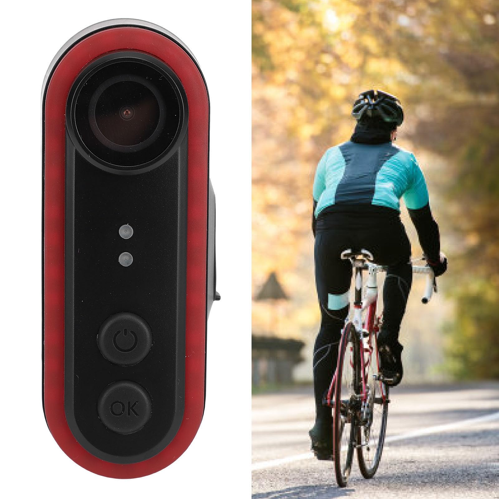 CHICIRIS Rowerowa Kamera z Roweru 1080p z światłem Ogonowym szerokość 150 Stopni Kąt Kątowy Sport Kamera IPX6 Wodna Woda Powodowa 3500 MAh (64GB)