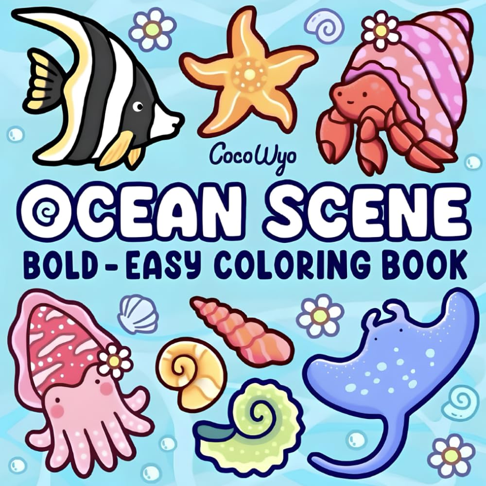 OCEAN SCENE BOLD - EASY COLORING BOOK