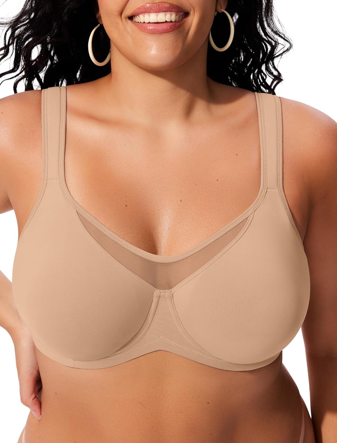 Minimizer Bras for Women Full Coverage T Shirt Unlined Bra with Underwire Plus Size Coolcomfort Bra for Heavy Breast