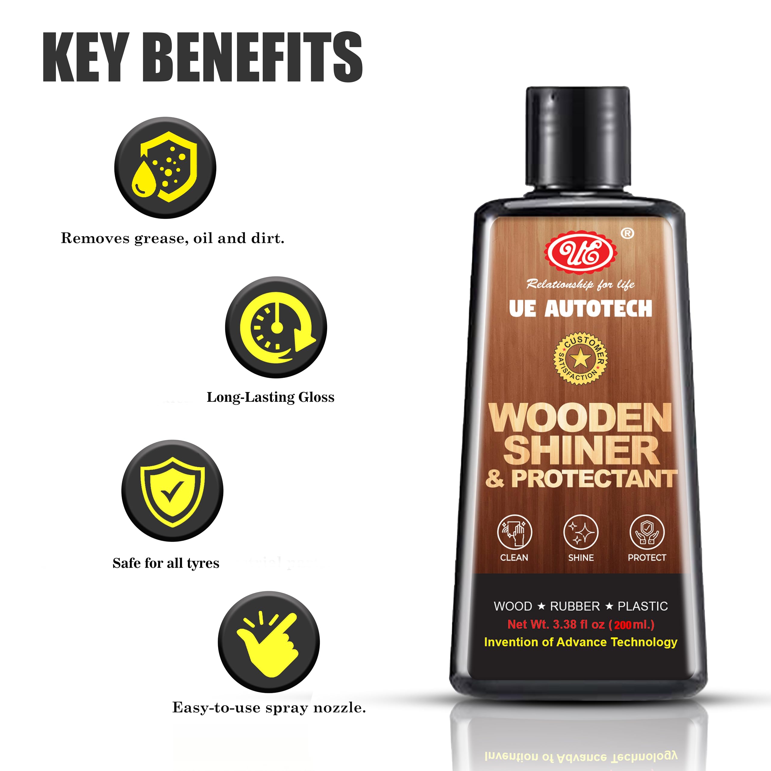 UE Autotech Premium Wood, Plastic, and Rubber Shiner - Wooden