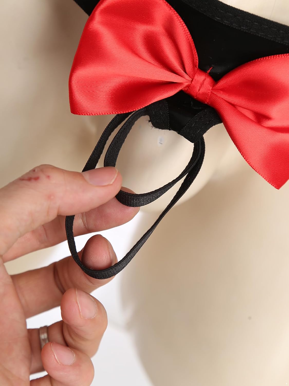 Men's Penis Loop Briefs Funny Bow/Pompom Decor Elastic Micro Lingerie for Dating Anniversary