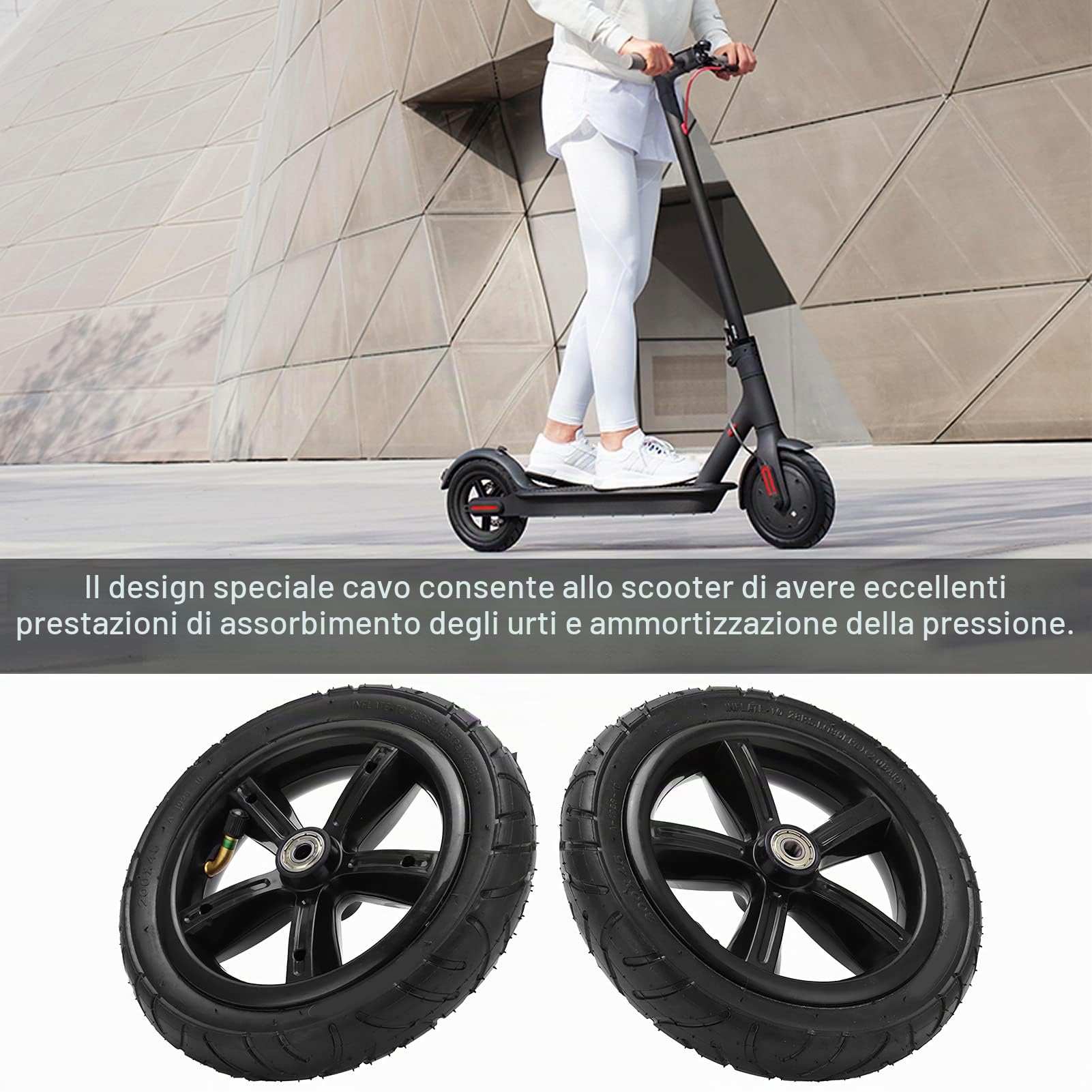 Ruota pneumatica,1 pezzo Ricambi per sedie a rotelle,Ruota pneumatica da 8 pollici 200x45 con tubo interno per scooter elettrico con boccola e cuscinetti