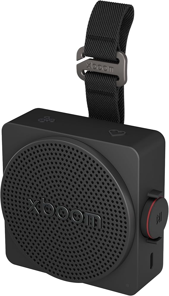 LG xboom Mini by will.i.am Portable Outdoor Bluetooth Speaker, up to 10 Hours, IP67 Dust and Water Resistant, Adjustable Hanging Strap, Black