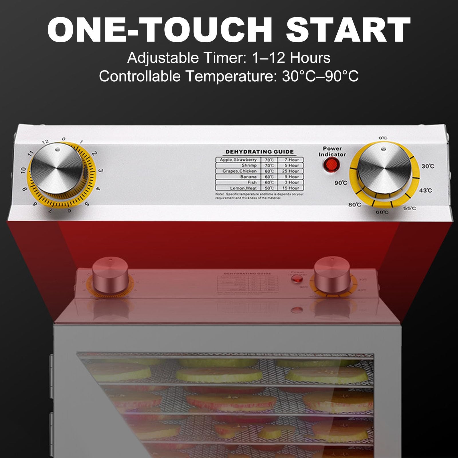 Deshidratador De Alimentos Comercial De Acero Inoxidable Para Deshidratar Cecina, Frutas, Especias, Carnes Y Verduras, Gran Capacidad, Con Temperatura Y Tiempo Ajustables(12 Tray)