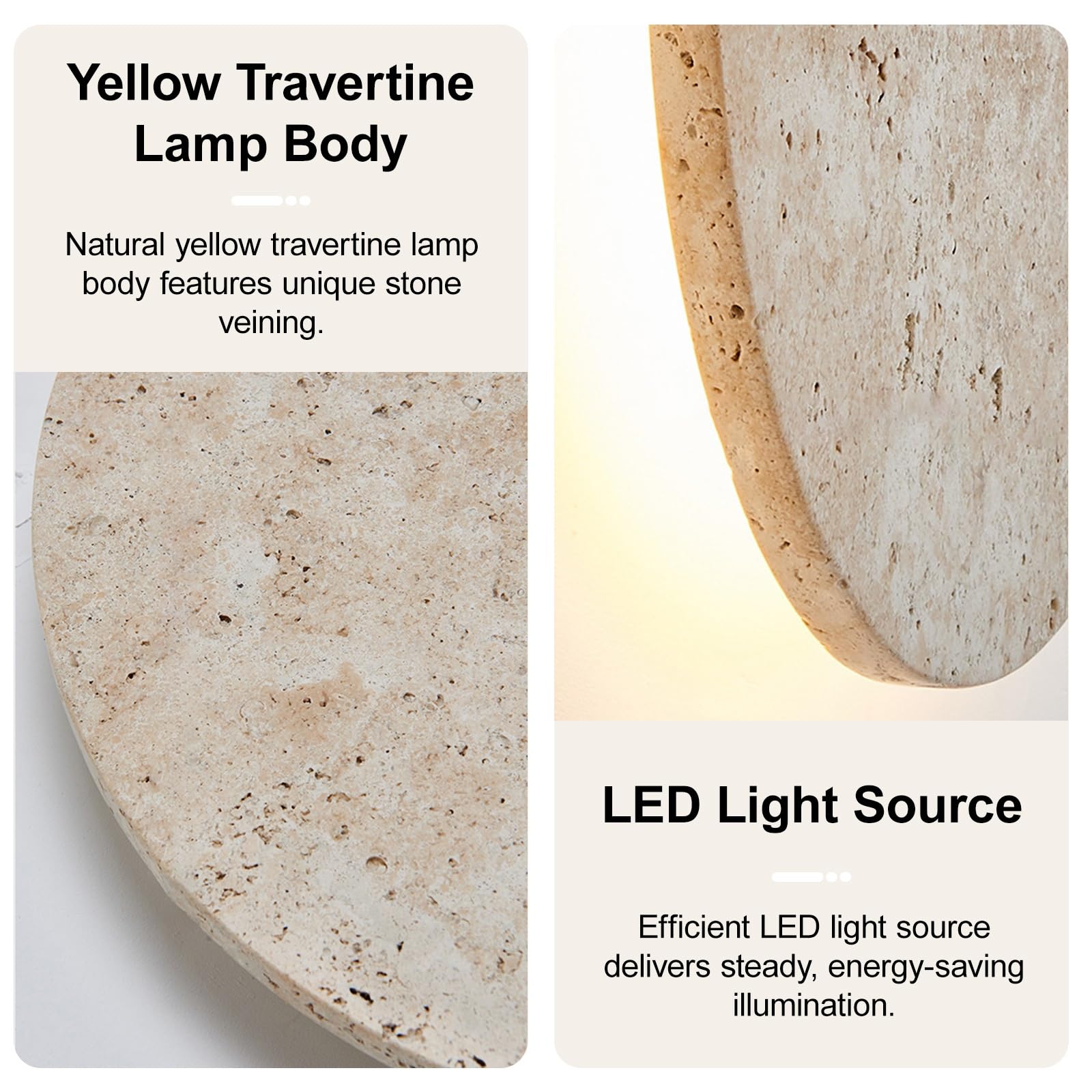 Styl skandynawski lampa ścienna z kamienia naturalny żółty trawertyn abażur kinkiet ścienny okrągły kryty wewnętrzne kinkiety do salonu jadalnia korytarz gabinet dekoracja oświetlenia domu(4000K)
