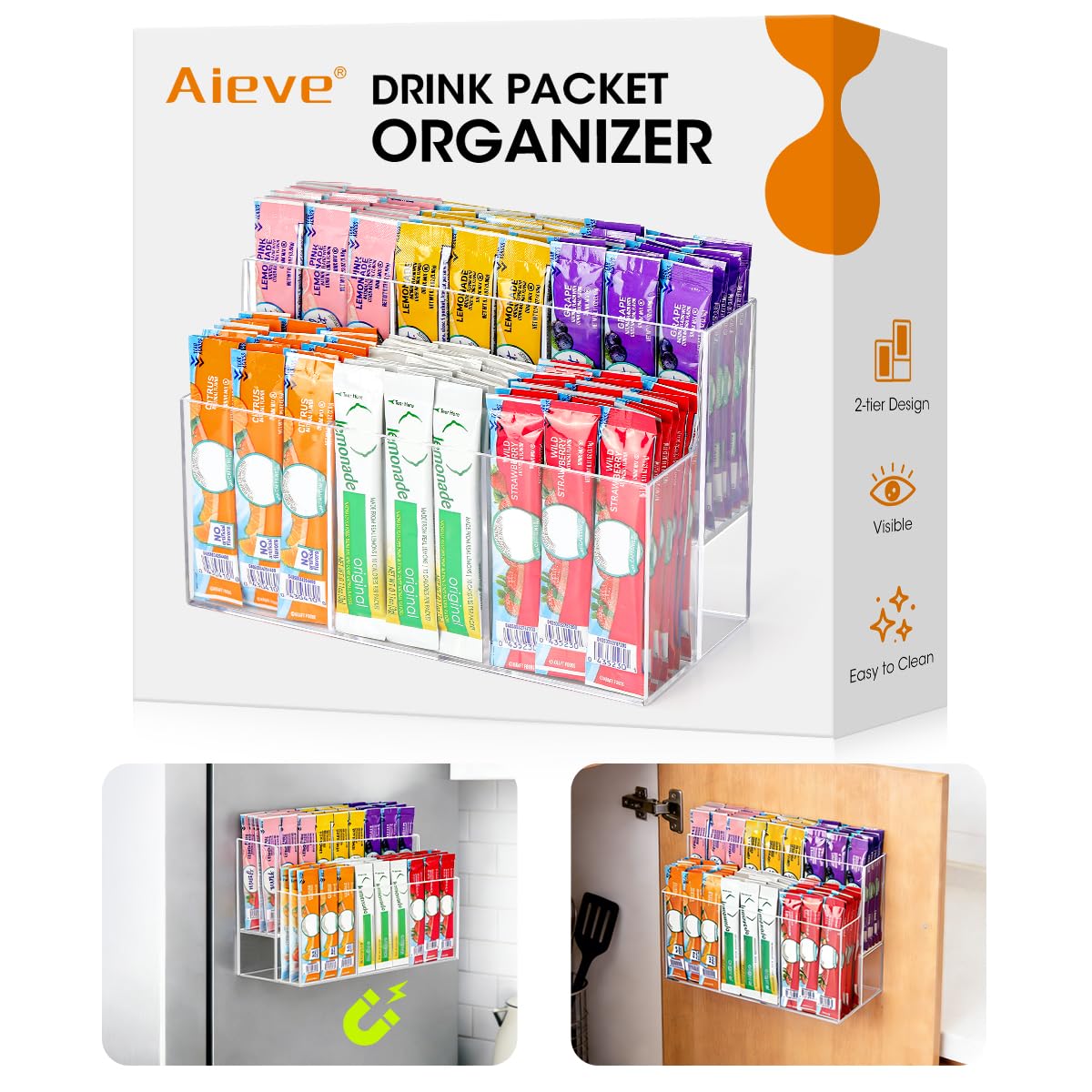 Photo 1 of AIEVE Magnetic Drink Packet Organizer, 2-Tier